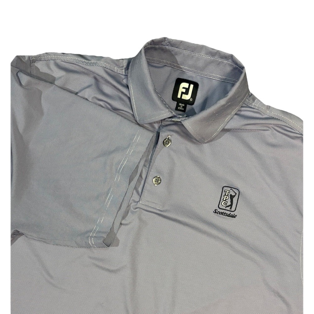Foot Joy Polo Shirt Men XL Purple White Striped Performance Golf Scottsdale